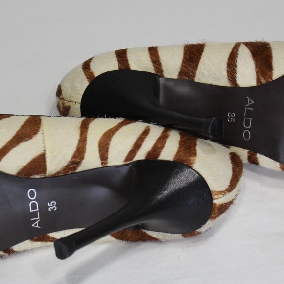 Aldo Ariane Brown & Cream Zebra Print Stilettos Size 35 Euro - Picture 7 of 11